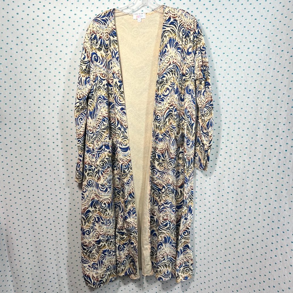 NWT Lularoe Sarah Multicolor Swirl Patter Duster Cardigan w/ Pockets
